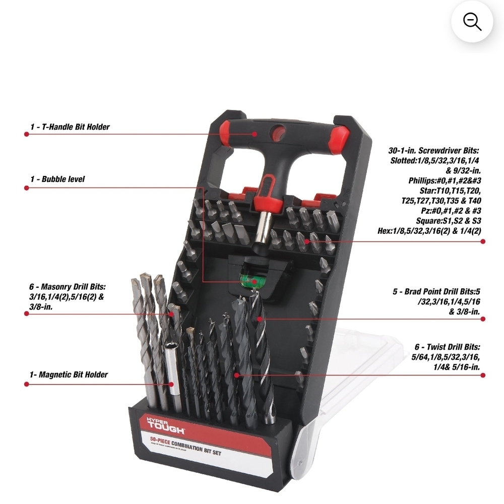 Hyper Tough 50-Piece Combination Bit Set